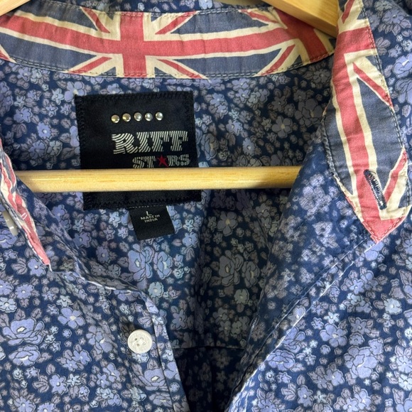 Rolling Stones RIFF Blue Floral button up shirt - Picture 5 of 9